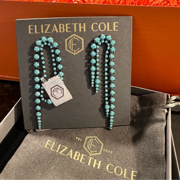 Elizabeth Cole Turquoise dangle statement earrings - Picture 2 of 2